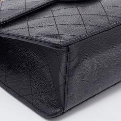 Pre Owned Chanel Black Quilted Caviar Leather Vintage Flap Shoulder Bag
