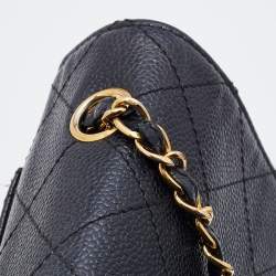 Pre Owned Chanel Black Quilted Caviar Leather Vintage Flap Shoulder Bag