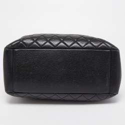 Pre Owned Chanel Black Quilted Caviar Leather GST Shopper Tote