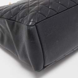 Pre Owned Chanel Black Quilted Caviar Leather GST Shopper Tote