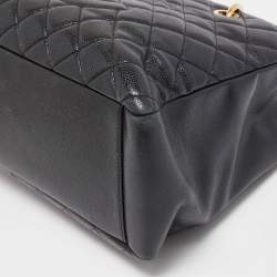 Pre Owned Chanel Black Quilted Caviar Leather GST Shopper Tote
