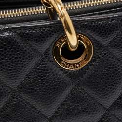 Pre Owned Chanel Black Quilted Caviar Leather GST Shopper Tote