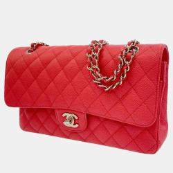 Chanel Red Quilted Caviar Medium Double Flap Bag Silver Hardware  Madison  Avenue Couture