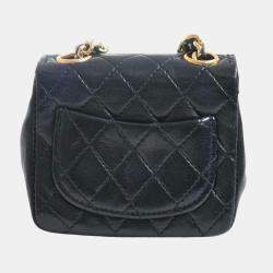Pre Owned Chanel black lambskin leather cc mini belt bag