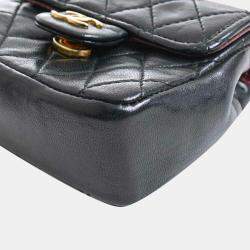 Pre Owned Chanel black lambskin leather cc mini belt bag