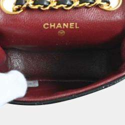 Pre Owned Chanel black lambskin leather cc mini belt bag