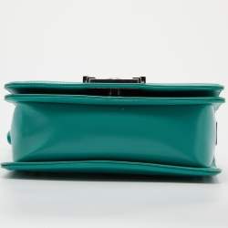 Pre Owned Chanel Green Patent Leather Small Boy Flap Bag