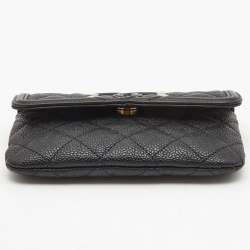 Chanel Black Quilted Caviar Leather Filigree Wallet