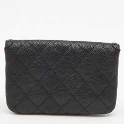 Chanel Black Quilted Caviar Leather Filigree Wallet