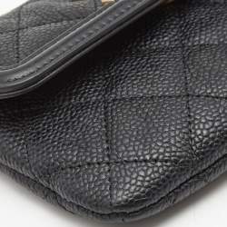 Chanel Black Quilted Caviar Leather Filigree Wallet