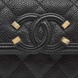 Chanel Black Quilted Caviar Leather Filigree Wallet