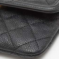 Chanel Black Quilted Caviar Leather Filigree Wallet