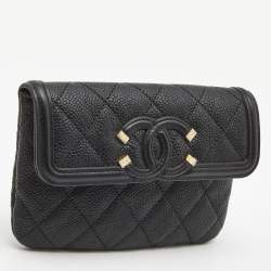 Chanel Black Quilted Caviar Leather Filigree Wallet