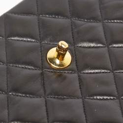 Pre Owned Chanel Black Quilted Lambskin Leather Square Classic Flap Bag