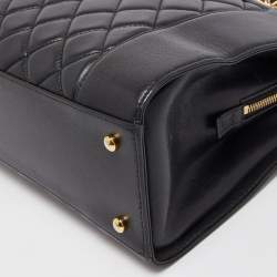 Pre Owned Chanel Black Quilted Leather CC Chain Tote