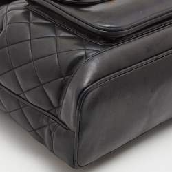 Pre Owned Chanel Black Quilted Lambskin Leather Duma Backpack