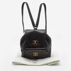 Pre Owned Chanel Black Quilted Lambskin Leather Duma Backpack