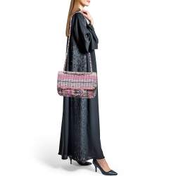 Pre Owned Chanel Multicolor Tweed Jumbo Double Flap Shoulder Bag 