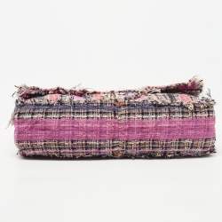 Pre Owned Chanel Multicolor Tweed Jumbo Double Flap Shoulder Bag 