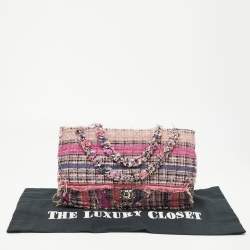 Pre Owned Chanel Multicolor Tweed Jumbo Double Flap Shoulder Bag 