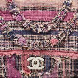Pre Owned Chanel Multicolor Tweed Jumbo Double Flap Shoulder Bag 