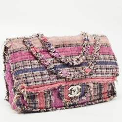 Pre Owned Chanel Multicolor Tweed Jumbo Double Flap Shoulder Bag 