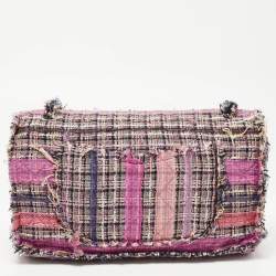 Pre Owned Chanel Multicolor Tweed Jumbo Double Flap Shoulder Bag 