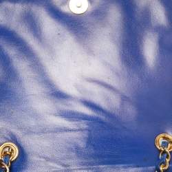Pre Owned Chanel Blue Coated Lizard Vintage CC Flap Bag