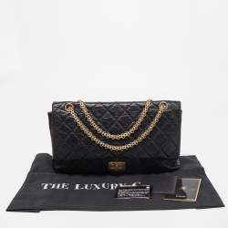 Pre Owned Chanel Black Quilted Aged Leather Reissue 2.55 Classic 227 Flap Bag