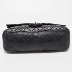 Pre Owned Chanel Black Quilted Aged Leather Reissue 2.55 Classic 227 Flap Bag