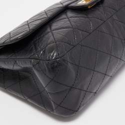 Pre Owned Chanel Black Quilted Aged Leather Reissue 2.55 Classic 227 Flap Bag