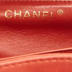 Pre Owned Chanel Red Patent Leather Reissue Double Compartment Flap Bag