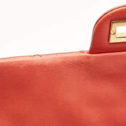 Pre Owned Chanel Red Patent Leather Reissue Double Compartment Flap Bag