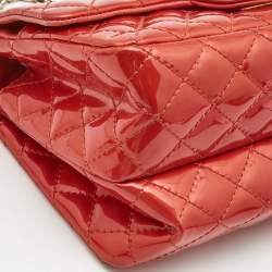 Pre Owned Chanel Red Patent Leather Reissue Double Compartment Flap Bag