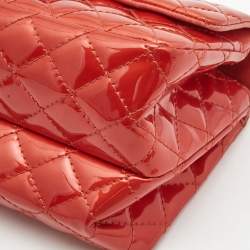 Pre Owned Chanel Red Patent Leather Reissue Double Compartment Flap Bag