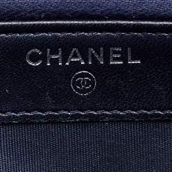 Pre Owned Chanel Blue Quilted Leather CC Double Zip Chain Clutch
