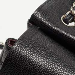 Pre Owned Chanel Black Quilted Caviar Leather Jumbo Classic Double Flap Bag