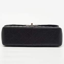 Pre Owned Chanel Black Quilted Caviar Leather Jumbo Classic Double Flap Bag