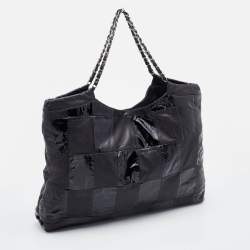 Pre Owned Chanel Black Leather and Patent Leather Large Brooklyn Patchwork Cabas Tote 