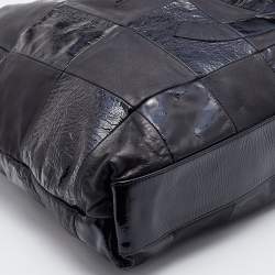 Pre Owned Chanel Black Leather and Patent Leather Large Brooklyn Patchwork Cabas Tote 