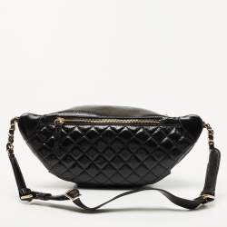 Pre Owned Chanel Black Quilted Glossy Leather Bi Classic Belt Bag