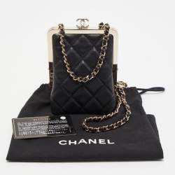 Pre Owned Chanel Black Quilted Leather and Plexiglass CC Chain Clutch