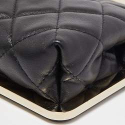 Pre Owned Chanel Black Quilted Leather and Plexiglass CC Chain Clutch