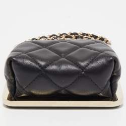 Pre Owned Chanel Black Quilted Leather and Plexiglass CC Chain Clutch