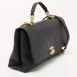 Pre Owned Chanel Black Caviar Leather Medium Chic Affinity Flap Shoulder Bag