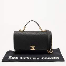 Pre Owned Chanel Black Caviar Leather Medium Chic Affinity Flap Shoulder Bag