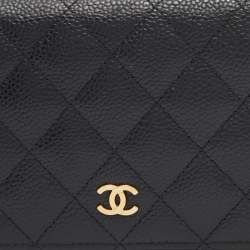Chanel Black Quilted Caviar Leather L Yen Continental Wallet