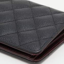 Chanel Black Quilted Caviar Leather L Yen Continental Wallet
