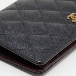 Chanel Black Quilted Caviar Leather L Yen Continental Wallet