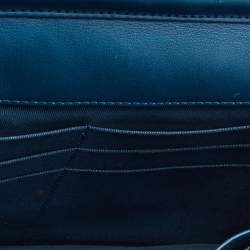 Pre Owned Chanel Teal Blue Quilted Patent Leather WOC Clutch